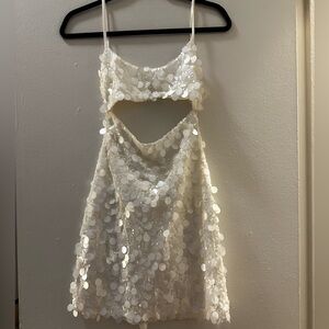 Meshki White Sequin Mini Dress